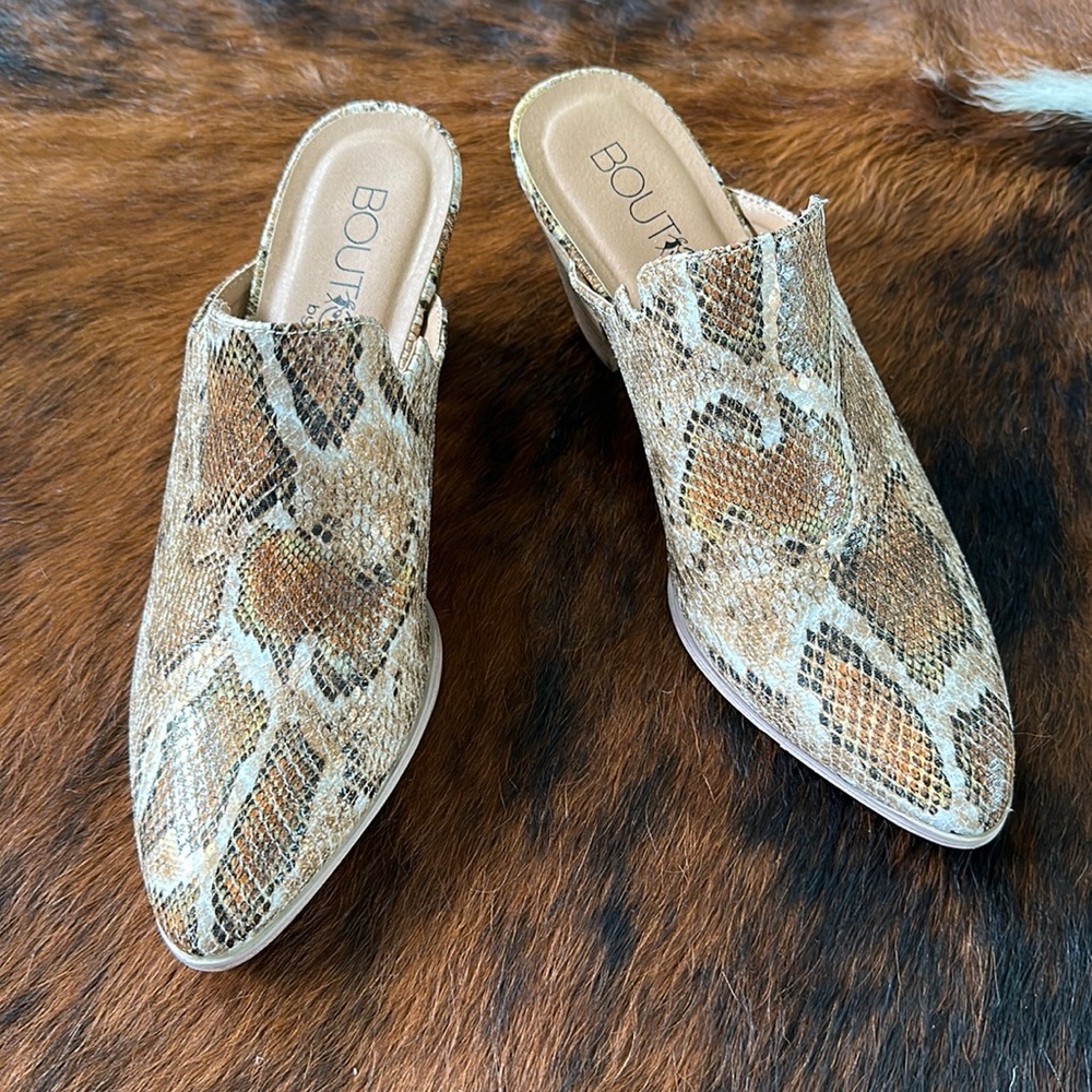 Corkys Snakeskin Mules